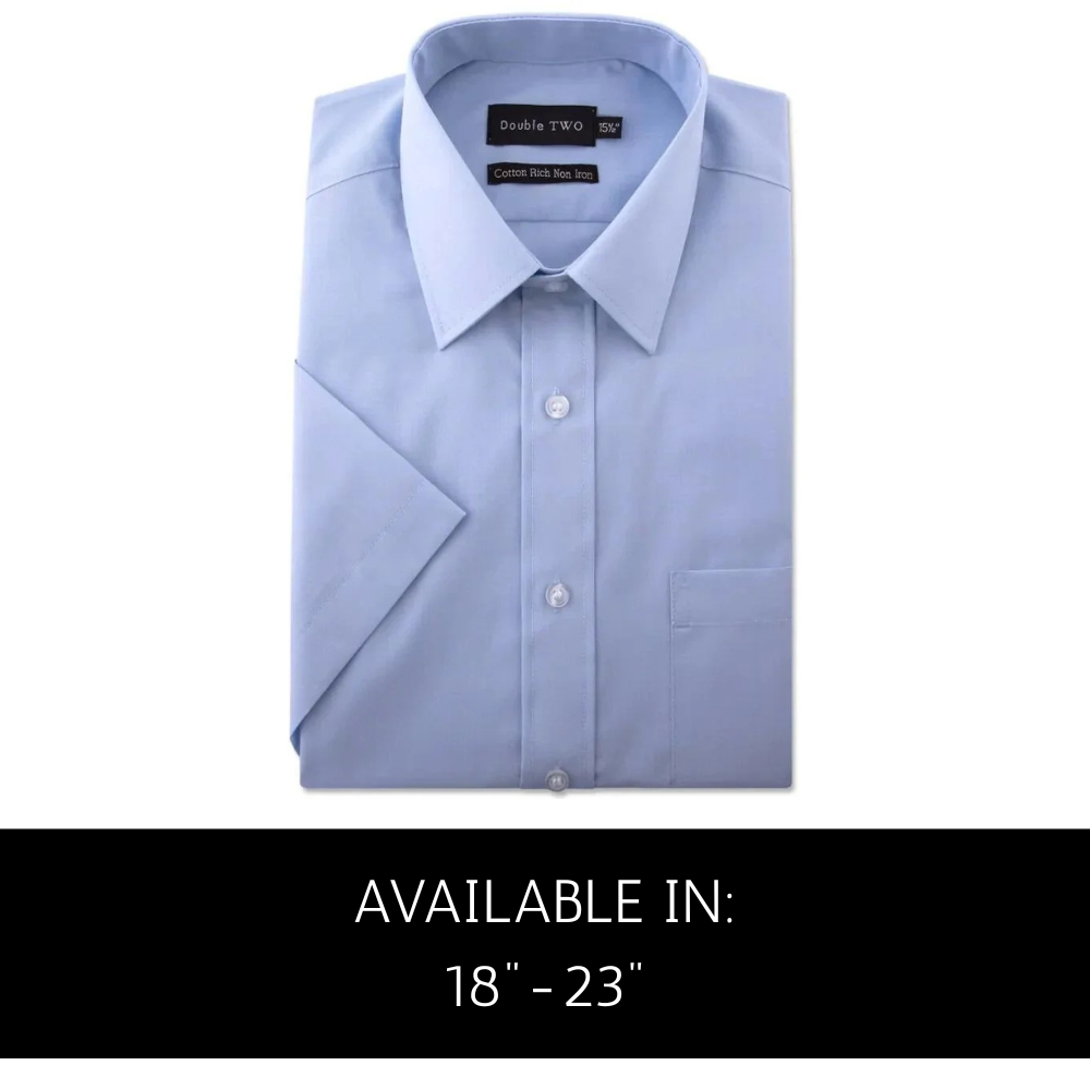 Double Two plus size Glacier Blue formal shirt, short sleeve