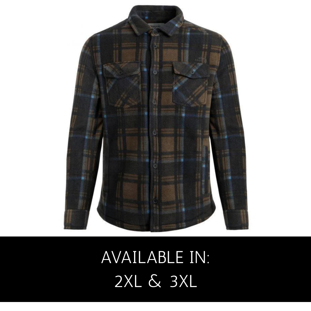 Weird Fish bronze check fleece shacket, soft-lined and warm