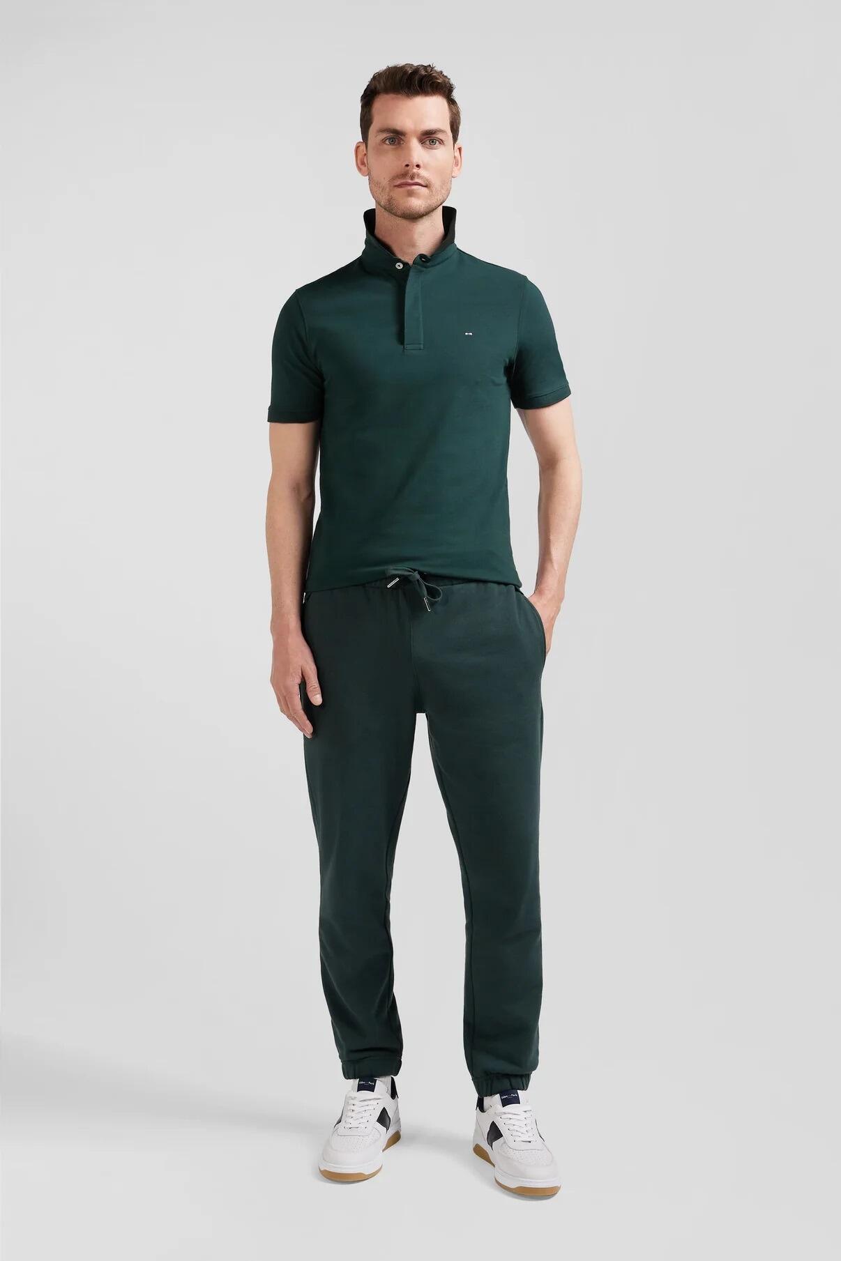 Eden Park Stretch cotton bottle green polo shirt for men, ideal for smart‑casual wear