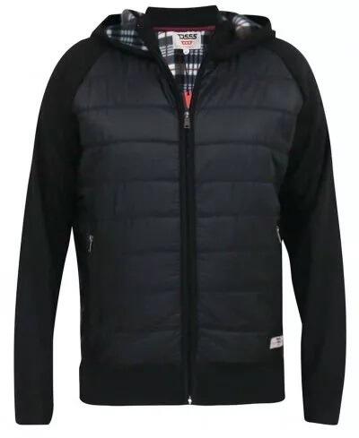 Duke Neo black raglan sleeve hooded jacket for large men, stylish plus size zip hoodie in sizes 2XL–5XL.