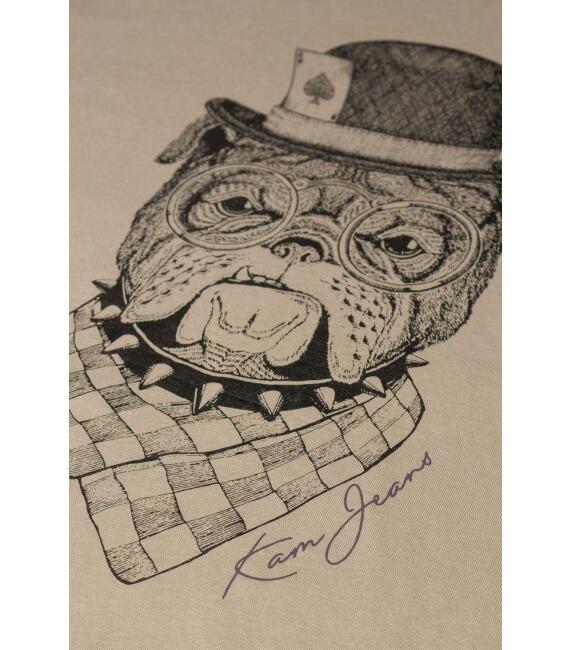 Close-up of Bulldog print design – KAM Big Men’s Cotton T-Shirt