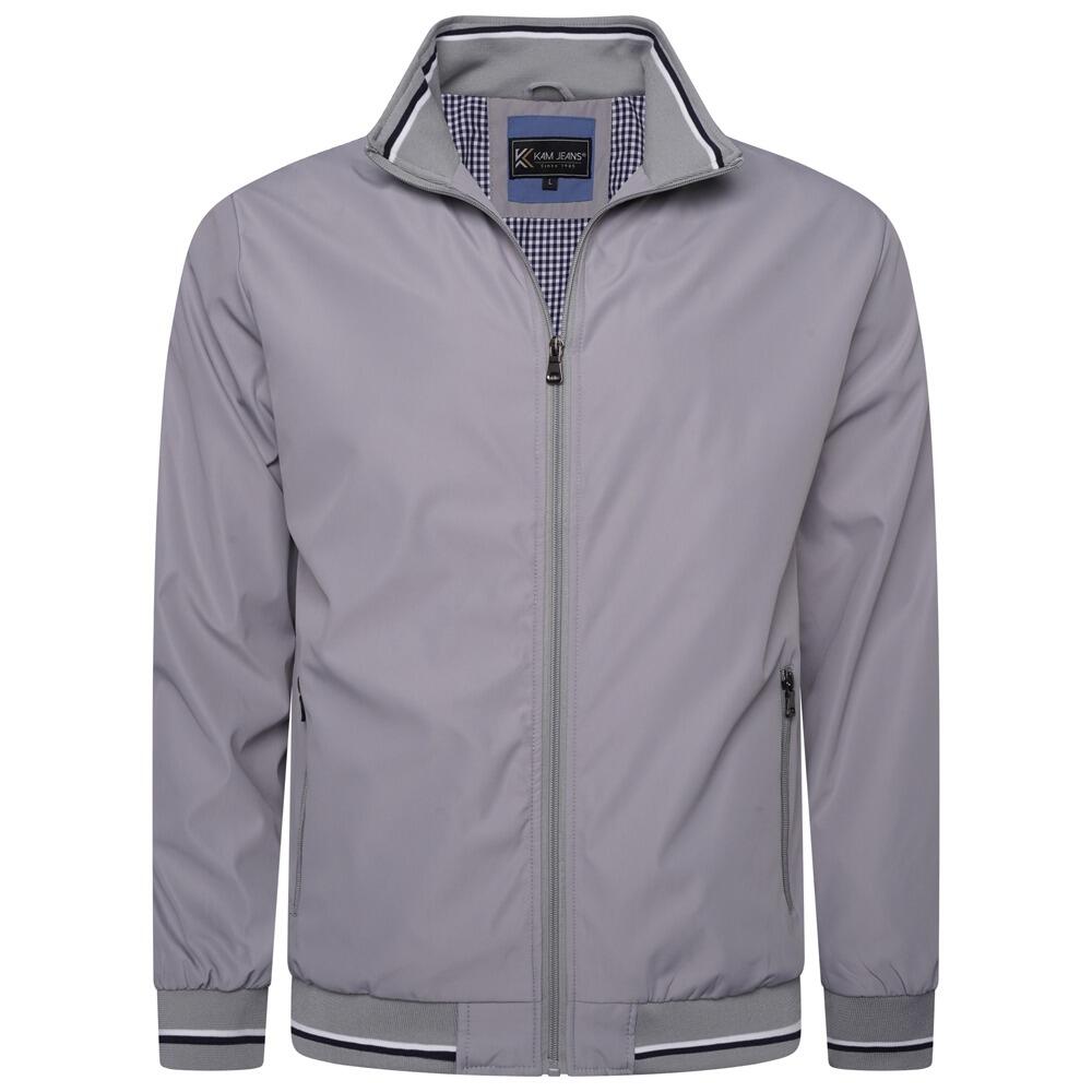 KAM Harrington Jacket Grey – Lightweight Full Zip Design with Inner Check Lining for Big Men (2XL–6XL)