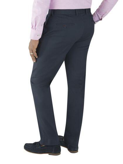 Navy coloured stretch chino trousers by Skopes for big men