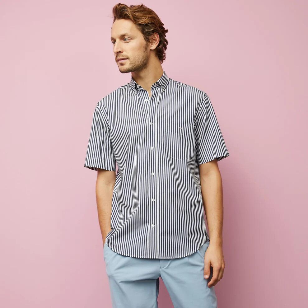 Eden Park Short Sleeve Stripe Shirt with small embroidered logo