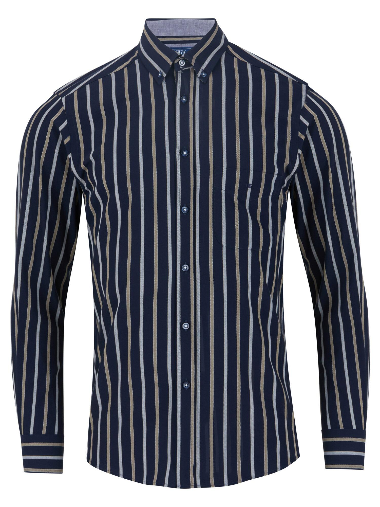 Douglas & Grahame Long Sleeve Stripe Shirt in Navy