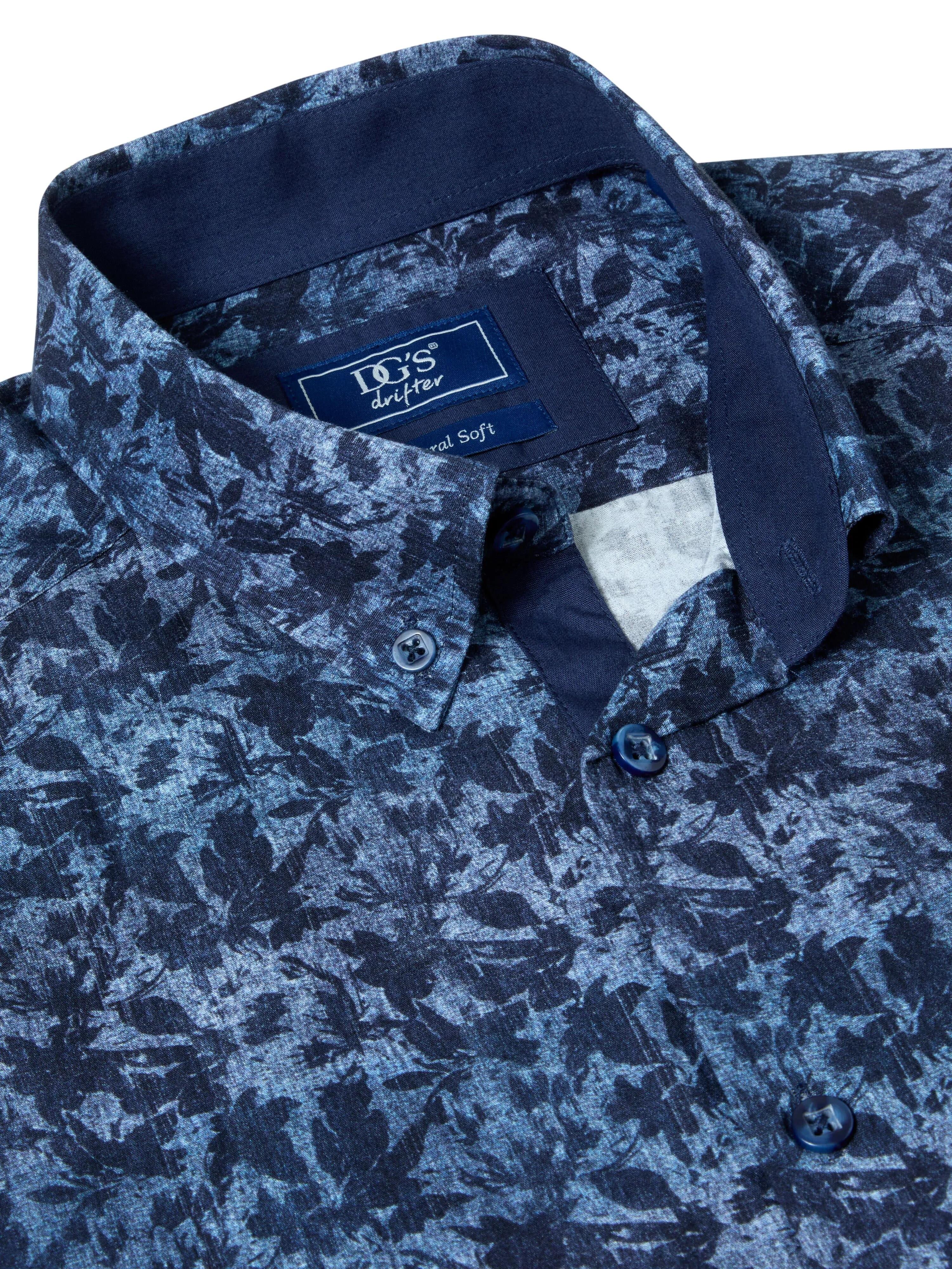 Navy floral short sleeve shirt 2XL 3XL 4XL button down collar