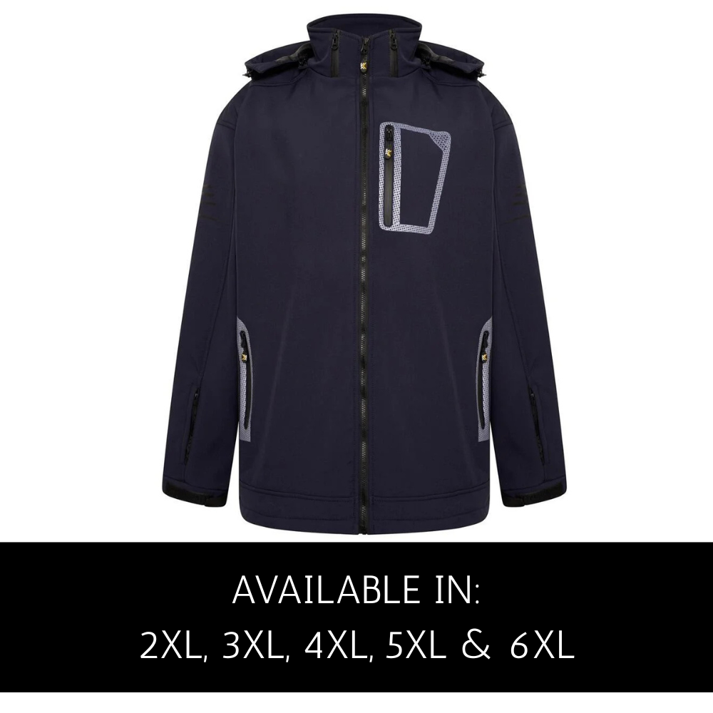 Kam Soft Shell Performance Jacket (Navy) – Big Mens Waterproof Jacket 2XL to 6XL OVERLAY
