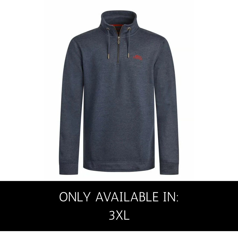Weird Fish Navy Brampton Quarter Zip Sweatshirt featuring ribbed stand-up collar and fish bone zip pull