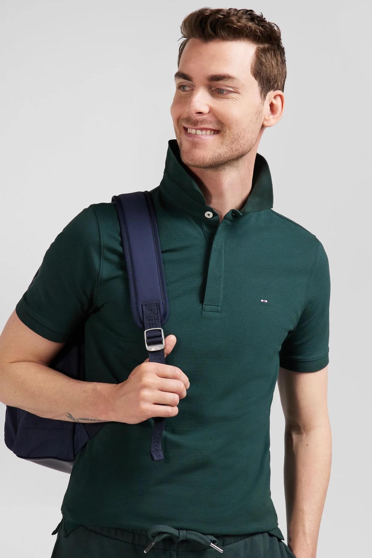 Eden Park Men’s classic fit stretch cotton polo in bottle green