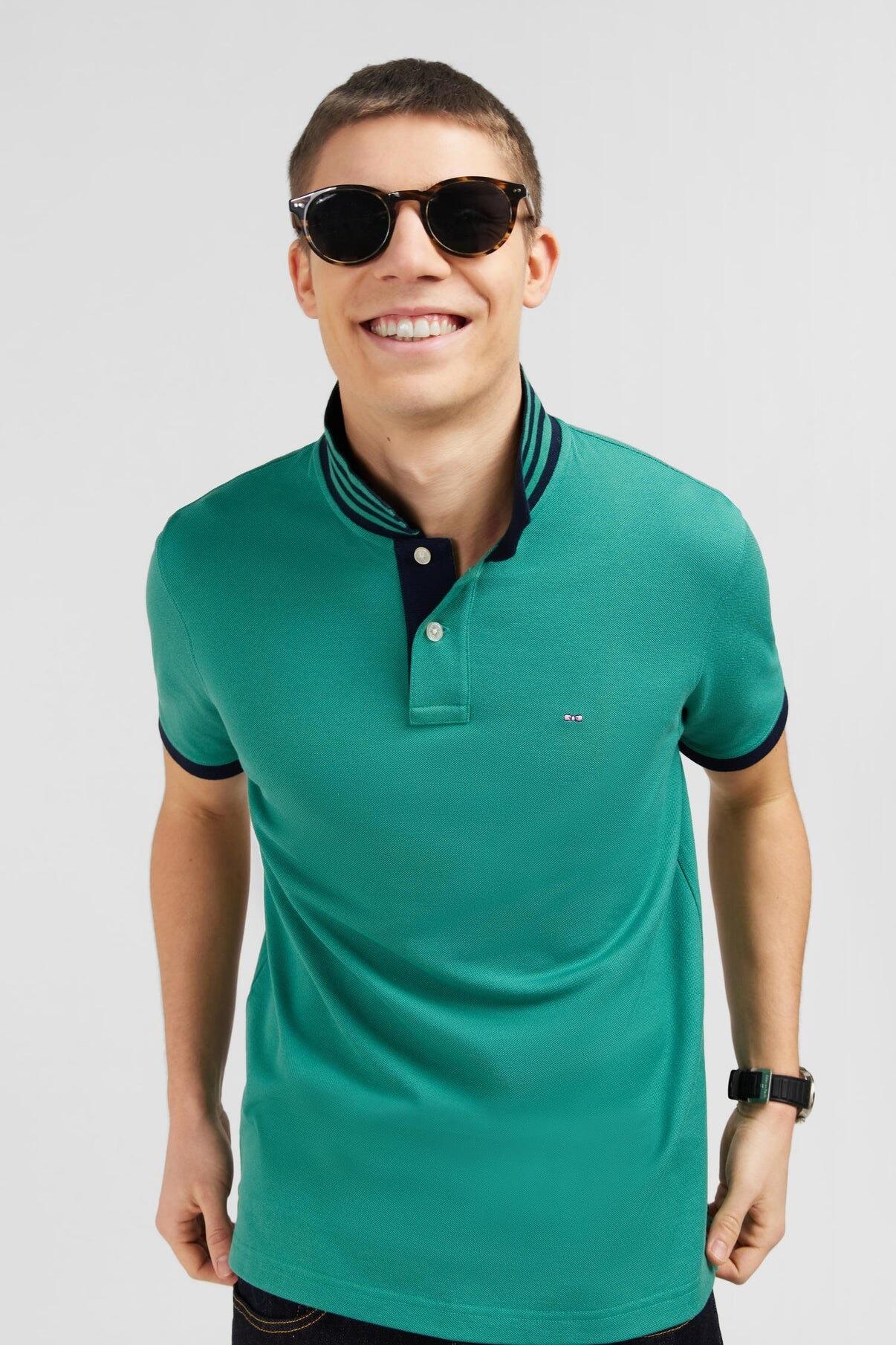 Eden Park big and tall men’s polo in jungle green featuring a contrasting collar and short sleeves