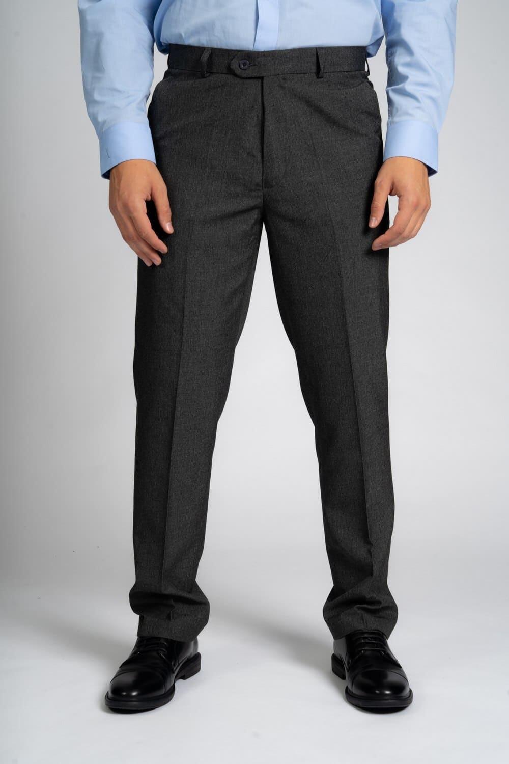 Dark Grey Durapress trousers by Carabou, made from 65% polyester and 35% viscose, available in big men’s sizes 42" to 62" waist, durable and wrinkle-resistant workwear.