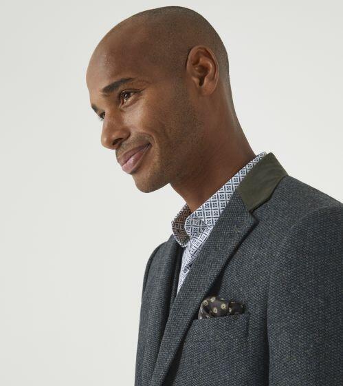 Men’s Teal Newsam Tweed Effect Jacket – all-day comfort