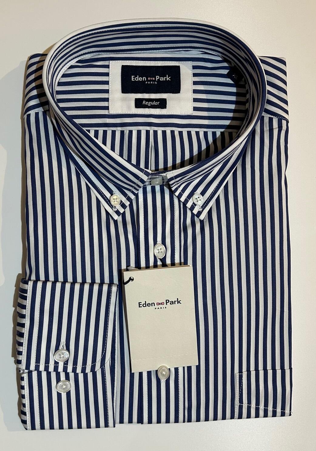 Eden Park Long Sleeve Striped Shirt in Blue