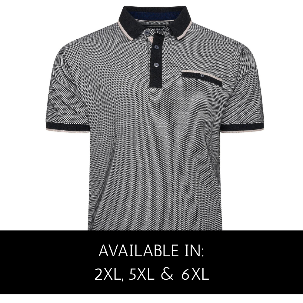 Button-fastened chest pocket detail – KAM Big Men’s Polo Shirt Black