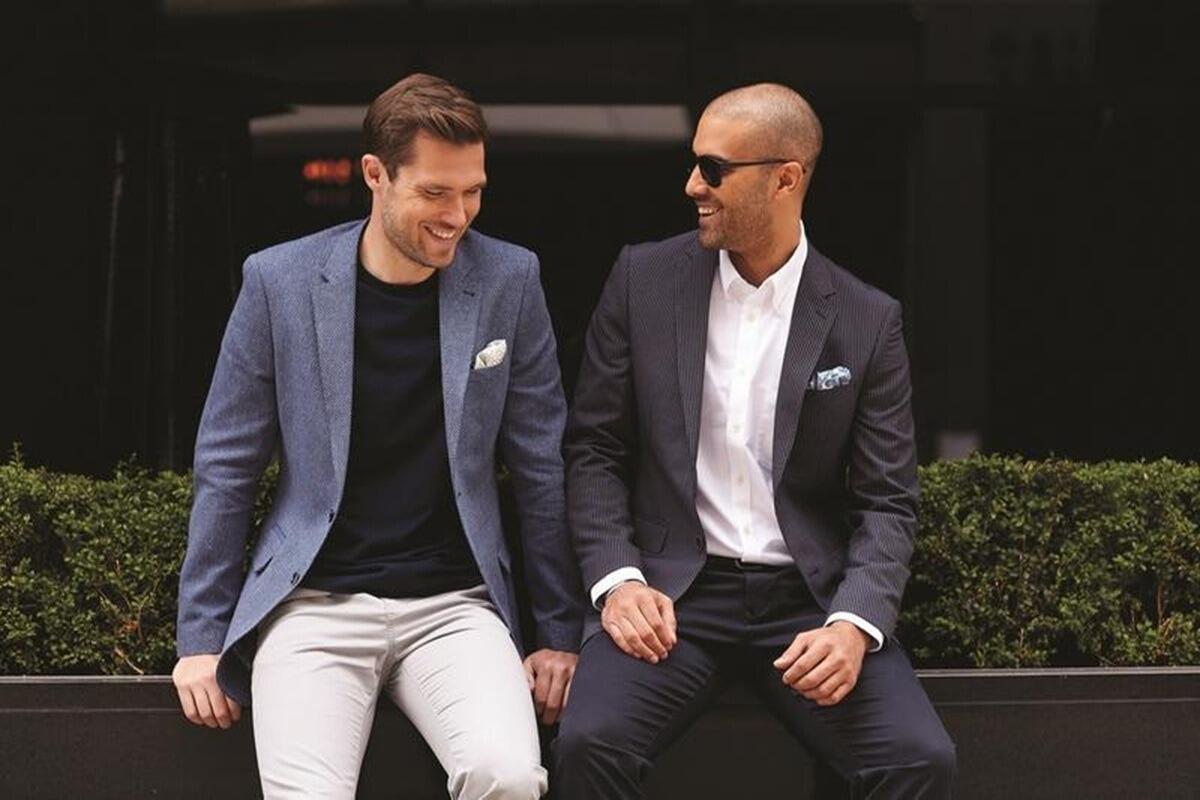 Big men's sports jackets and blazers in chest sizes 48" to 62", available in checks and plain styles, tailored for larger builds.