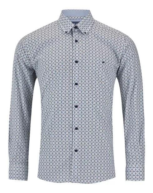 Big men’s long sleeve printed shirt by Douglas and Grahame, casual style in 2XL to 4XL