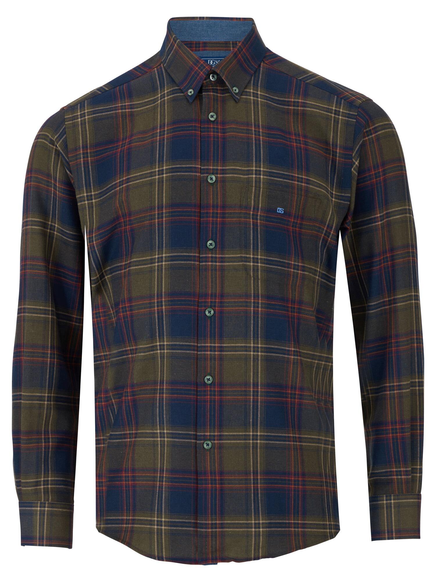 Big men’s Forest multi check shirt by Douglas & Grahame, long sleeve, sizes 2XL–4XL