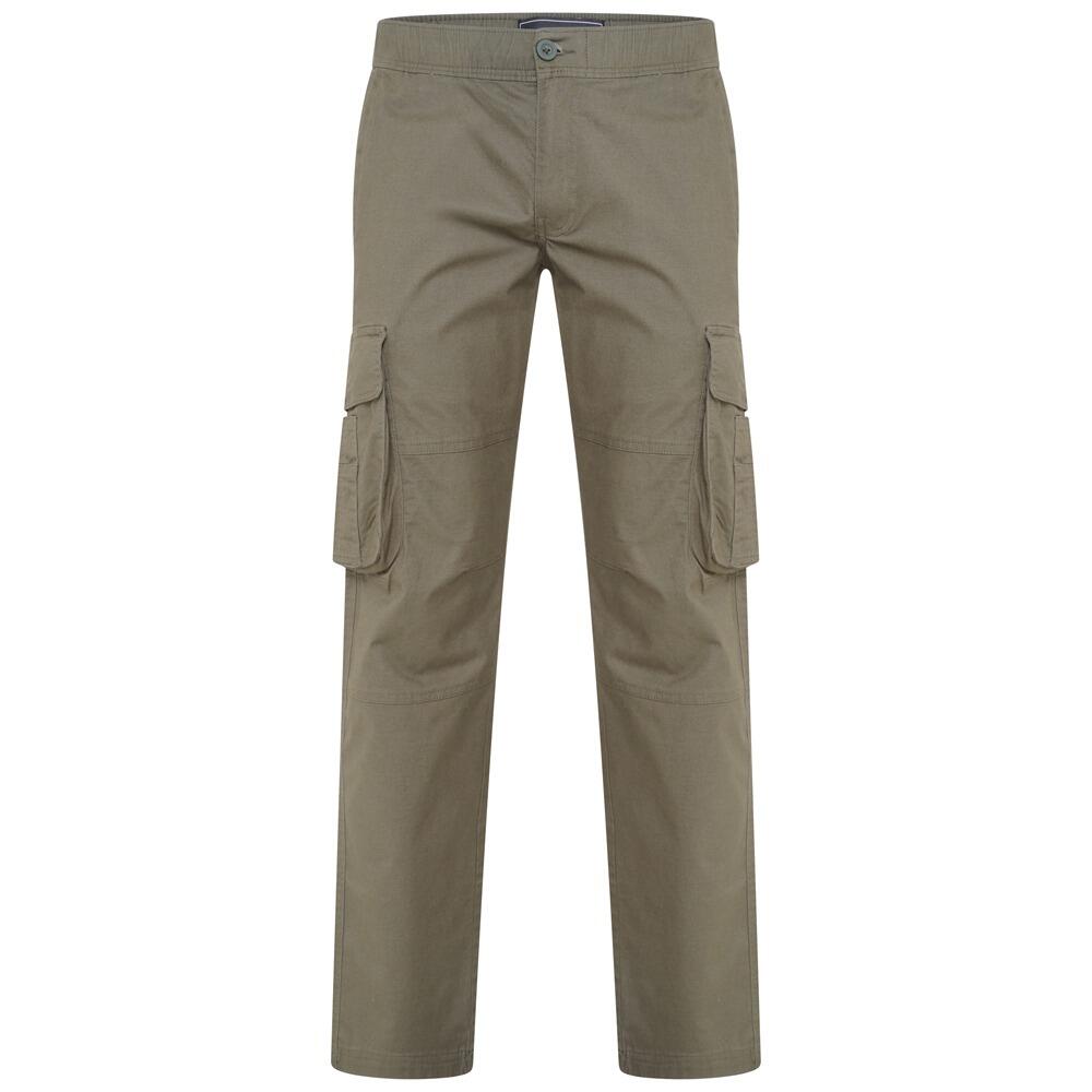 KAM Jeanswear khaki cargo pants with straight leg and stretch fabric