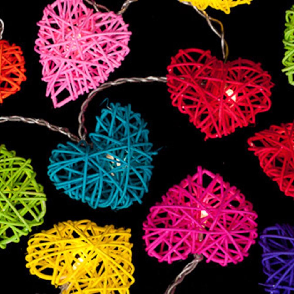Blaze On Wicker Heart 30 fairy lights in Rainbow