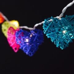 Blaze On Wicker Heart 30 fairy lights in Rainbow
