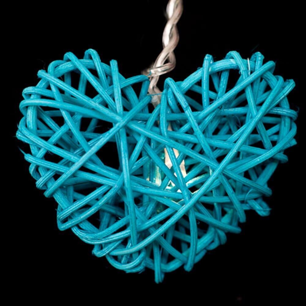 Blaze On Wicker Heart 10 fairy lights in Rainbow