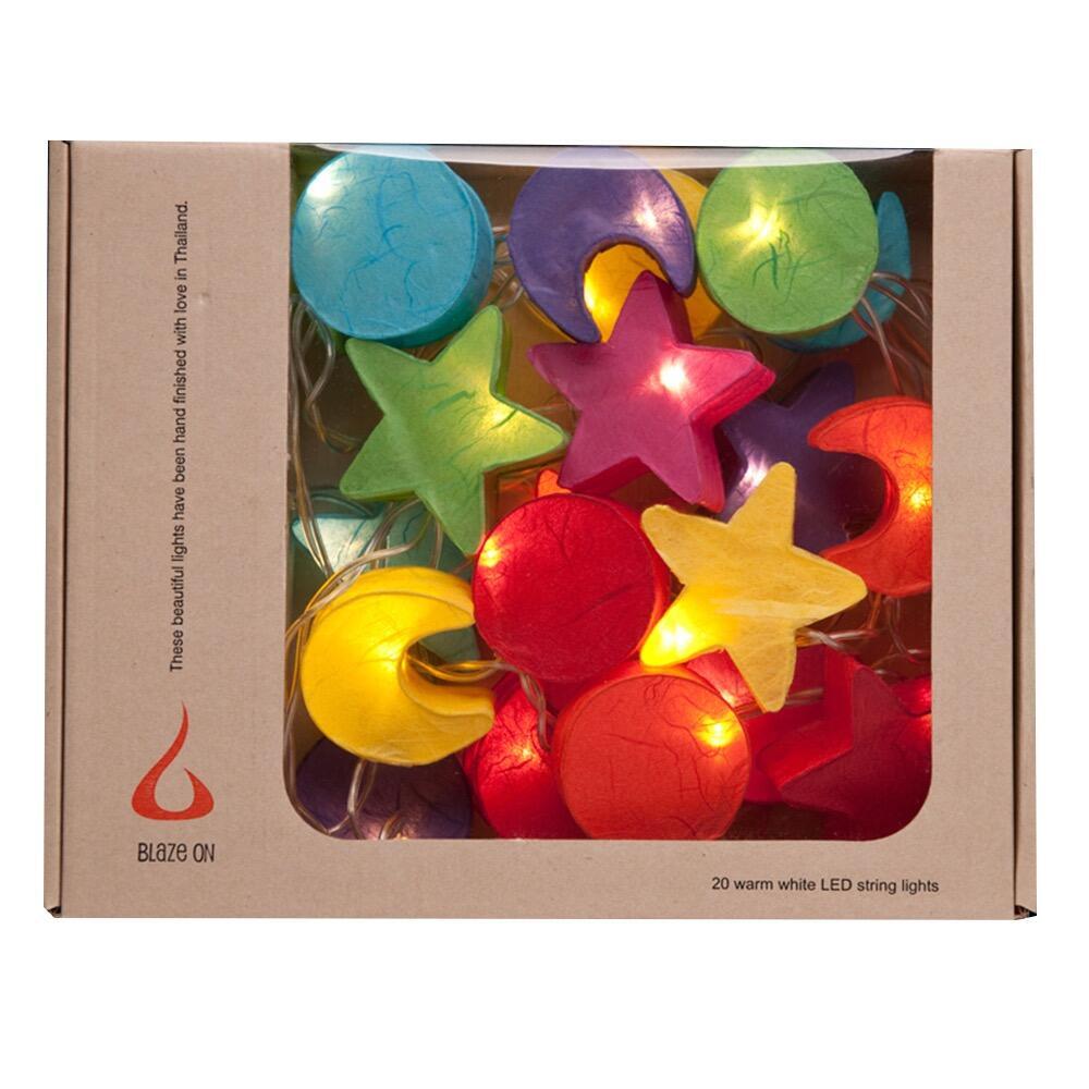 Blaze On Star, Sun & Moon 20 LED fairy lights in Rainbow