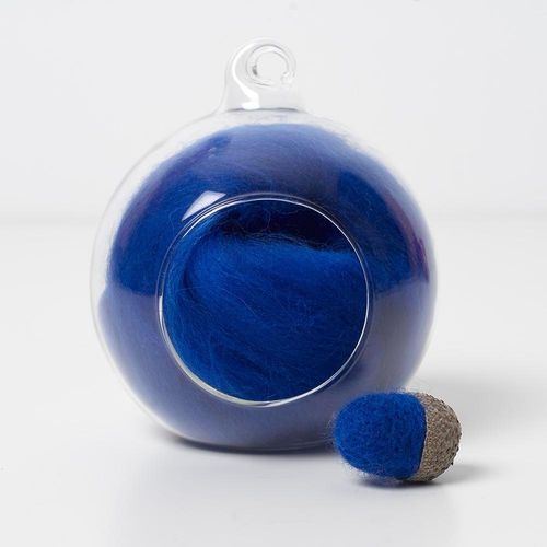 blue70 merino wool tops for needle felting and spinning in a 10g portion.