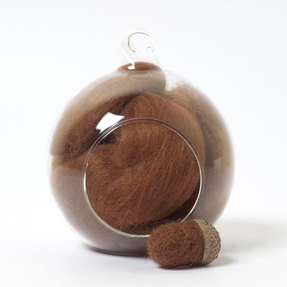 brown 83 merino wool tops for needle felting and spinning in a 10g portion.