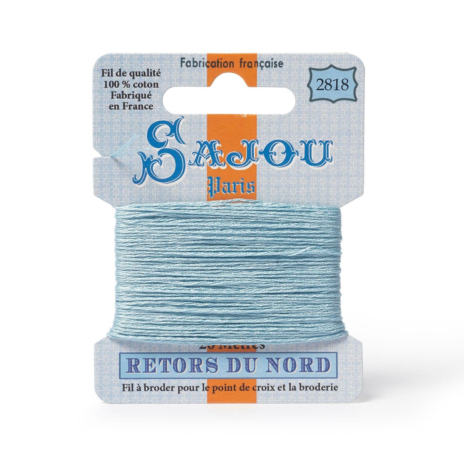 Maison Sajou Retors du Nord embroidery thread card in colour 2818 blue