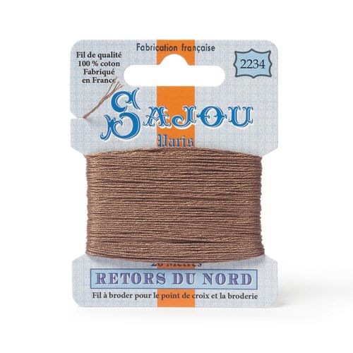 Maison Sajou Retors du Nord embroidery thread card in colour 2234 brown