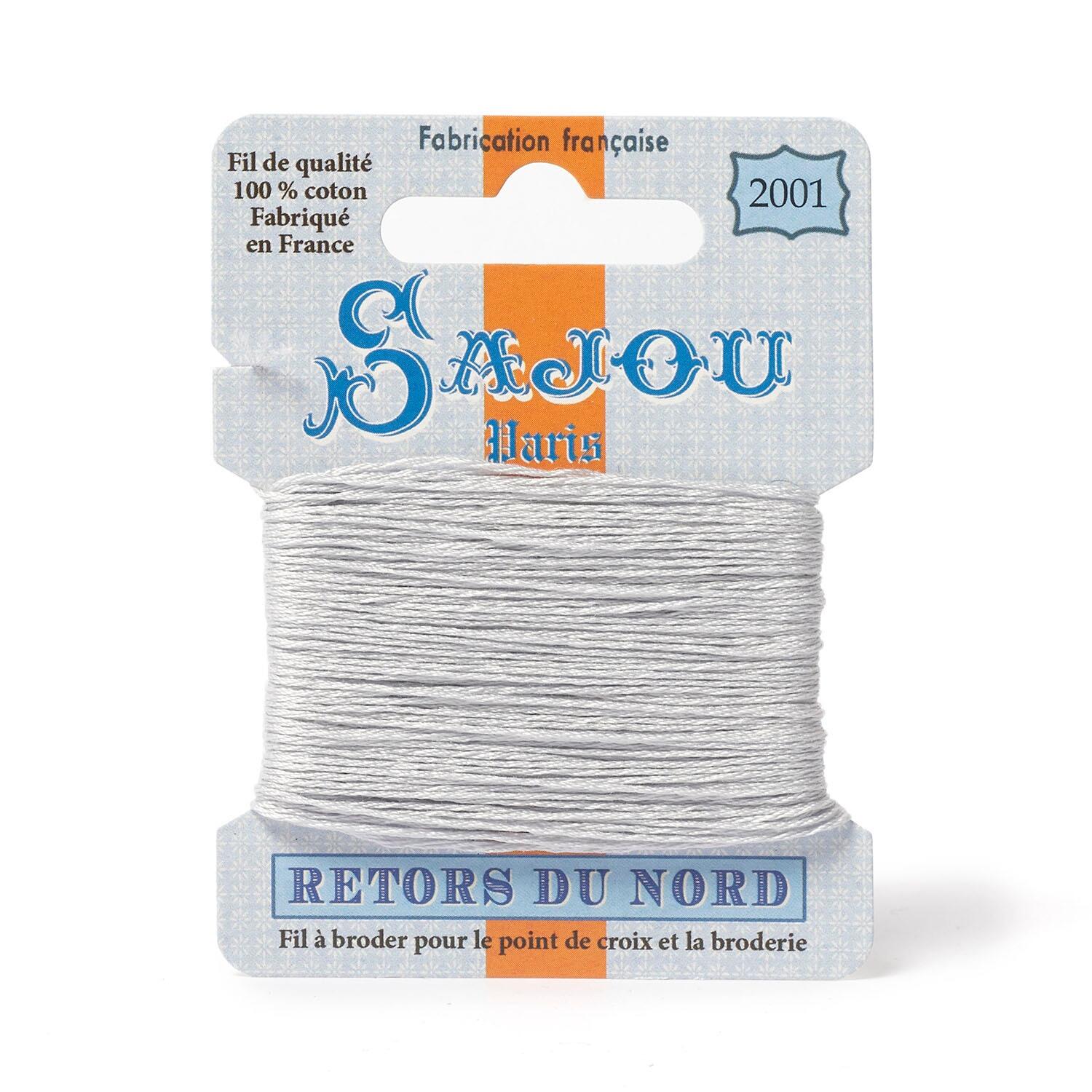 Maison Sajou Retors du Nord embroidery thread card in colour 2001 grey