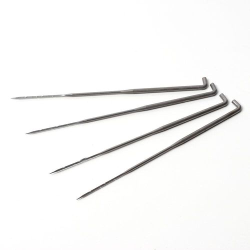 Professional grade 36 gauge steel felting needle featuring a triangular blade and precision barbs for fast, heavy-duty wool felting.