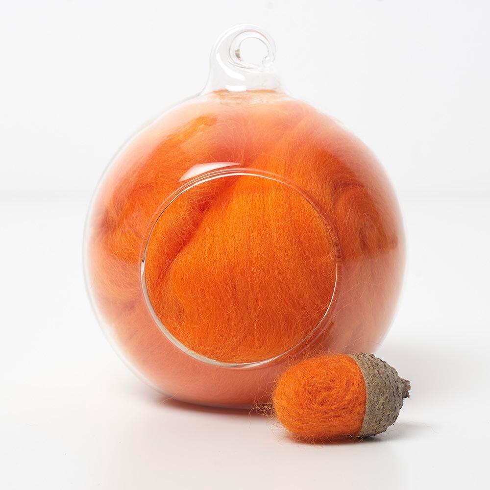 orange 33 merino wool tops for needle felting and spinning in a 10g portion.