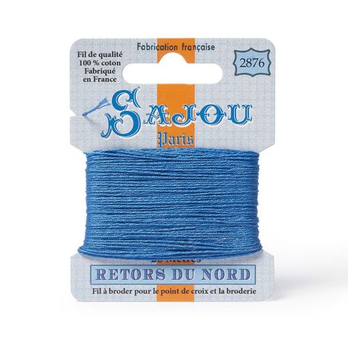 Maison Sajou Retors du Nord embroidery thread card in colour 2876 blue