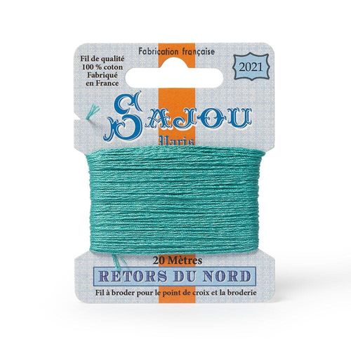 Maison Sajou Retors du Nord embroidery thread card in colour 2021 aqua