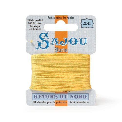 Maison Sajou Retors du Nord embroidery thread card in colour 2043 yellow