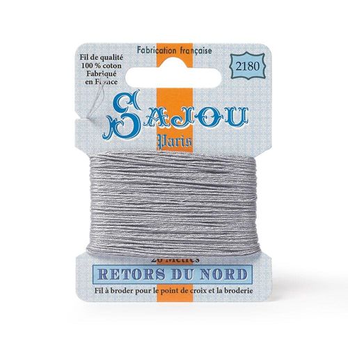Maison Sajou Retors du Nord embroidery thread card in colour 2180 grey