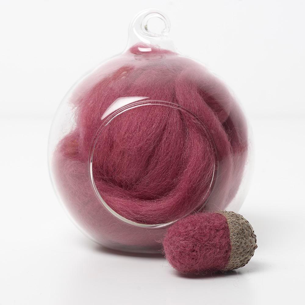 pink 28 merino wool tops for needle felting and spinning in a 10g portion.