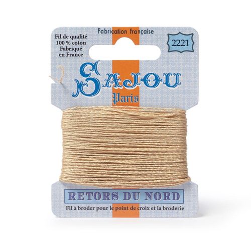 Maison Sajou Retors du Nord embroidery thread card in colour 2221 cream.