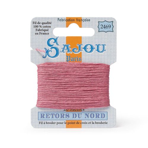 Maison Sajou Retors du Nord embroidery thread card in colour 2469 Pink.