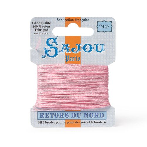 Maison Sajou Retors du Nord embroidery thread card in colour 2447 pink.
