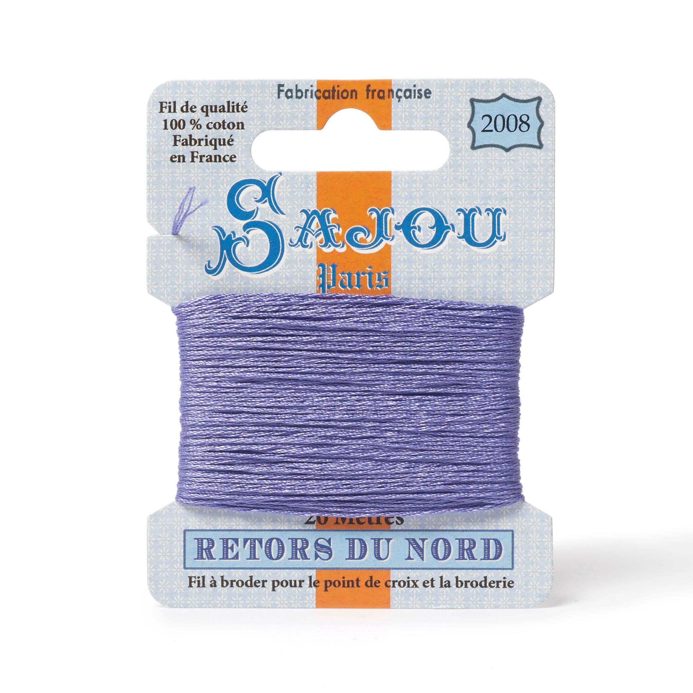 Maison Sajou Retors du Nord embroidery thread card in colour 2008 purple.