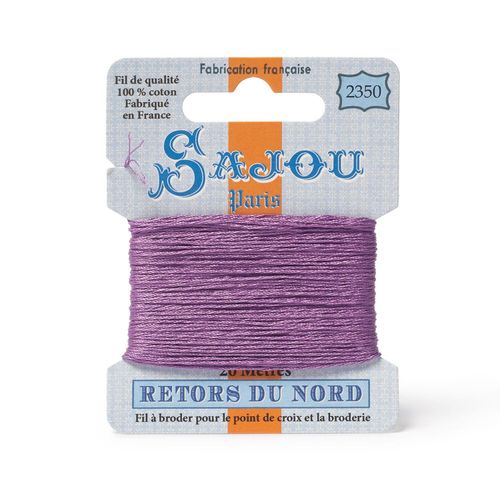 Maison Sajou Retors du Nord embroidery thread card in colour 2350 purple.