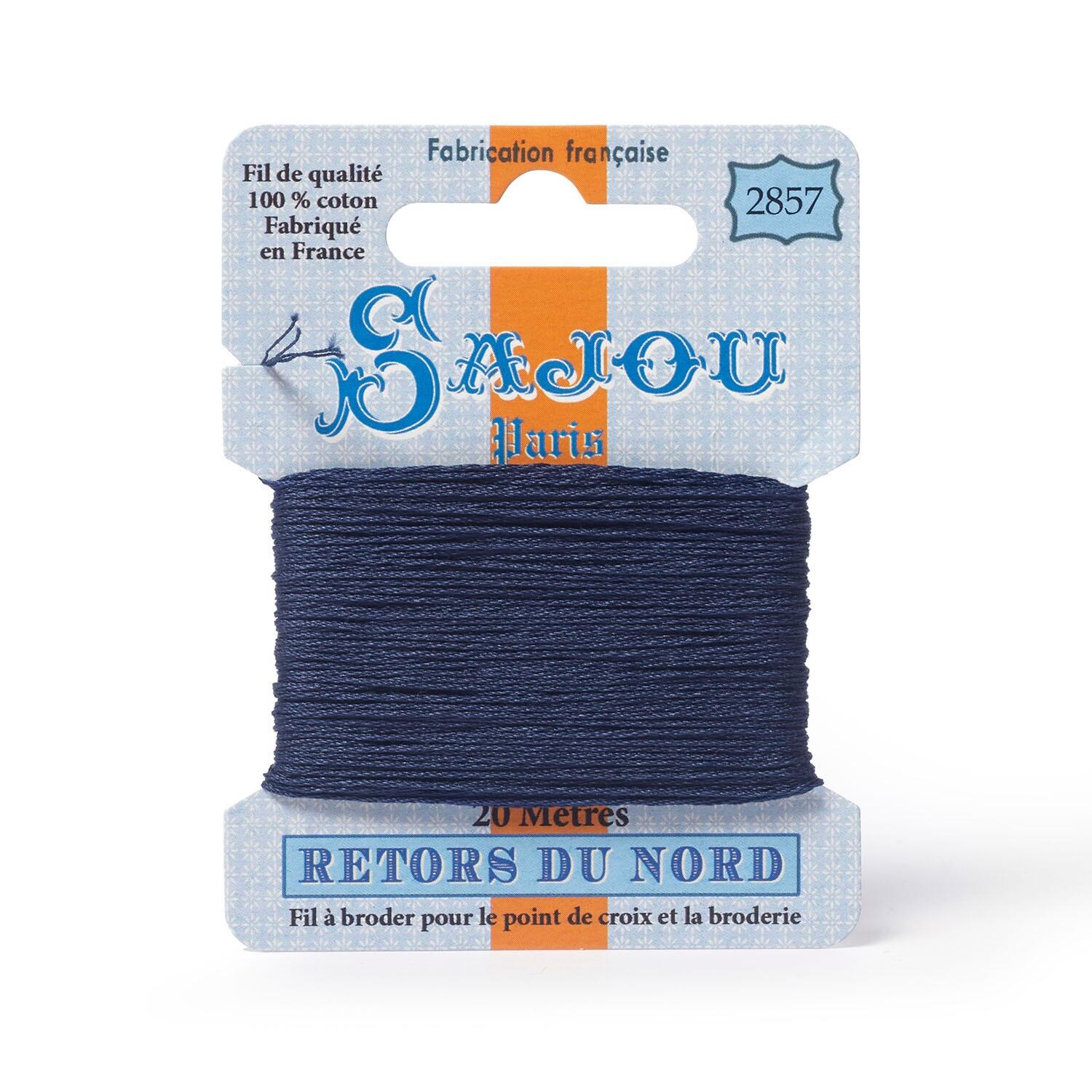 Maison Sajou Retors du Nord embroidery thread card in colour 2857 blue.