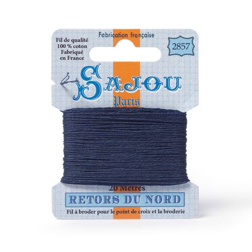 Maison Sajou Retors du Nord embroidery thread card in colour 2857 blue.