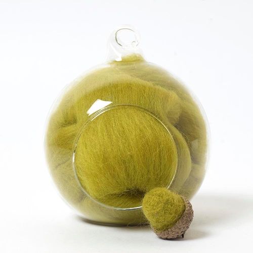 green 45 merino wool tops for needle felting and spinning in a 10g portion.