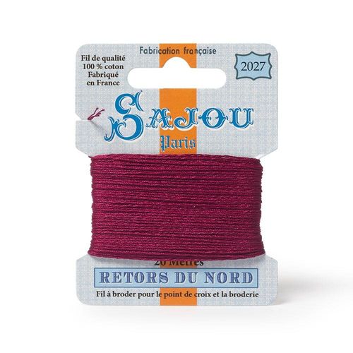 Maison Sajou Retors du Nord embroidery thread card in colour 2027 red
