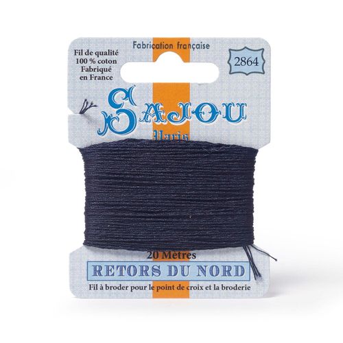 Maison Sajou Retors du Nord embroidery thread card in colour 2864 blue.