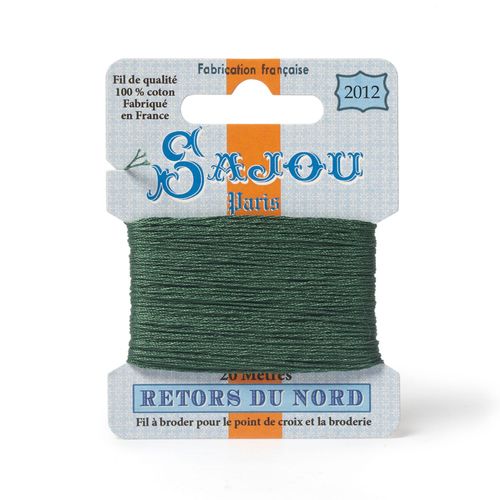 Maison Sajou Retors du Nord embroidery thread card in colour 2012 green.