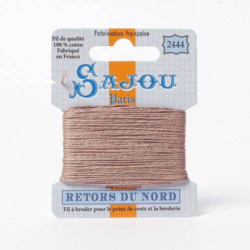 Maison Sajou Retors du Nord embroidery thread card in colour 2444 beige.